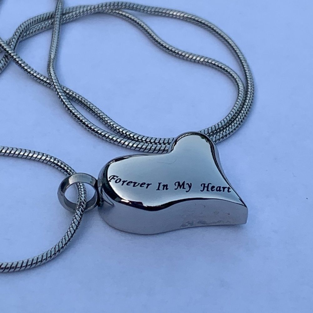 Stainless Heart Cremation Necklace - Picture 3 of 7